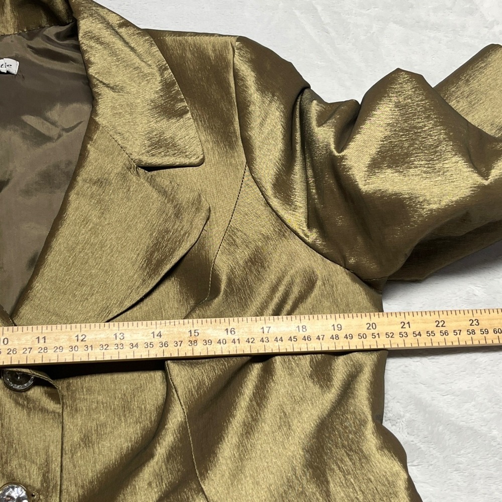Nicolette Womens Skirt Suit 14W Gold Shimmer Ruffle Hem 2 Piece Set - Picture 5 of 16